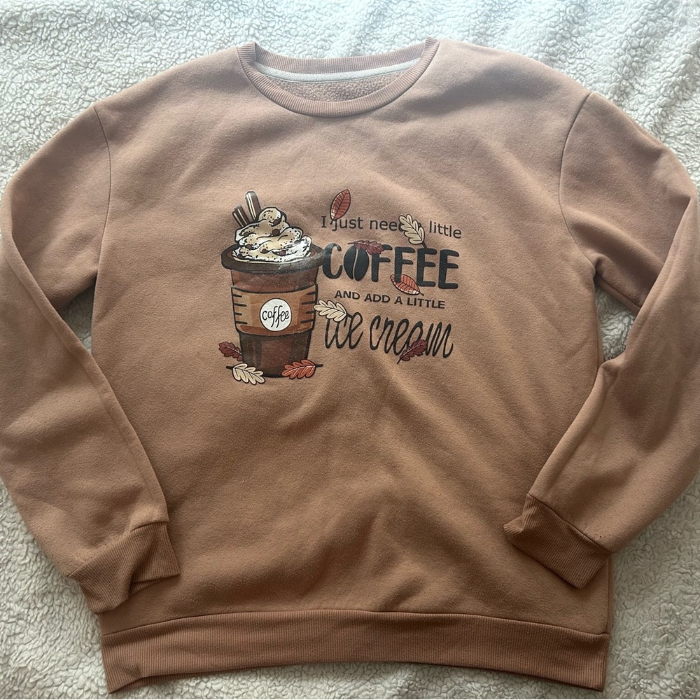 Light brown graphic design crew neck